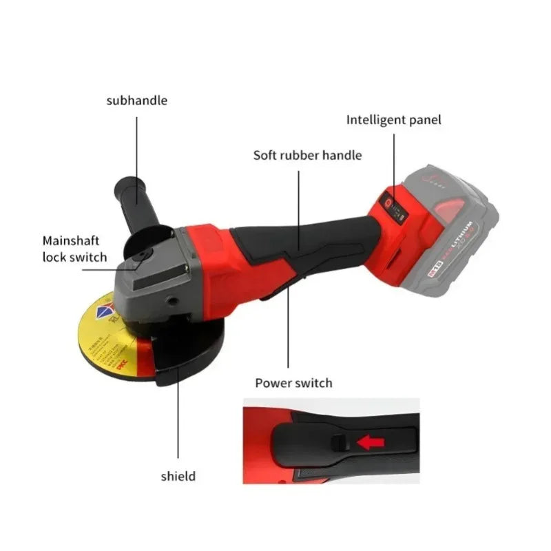 Fit Milwaukee 18V Battery Brushless Angle Grinder 3 Gears 100