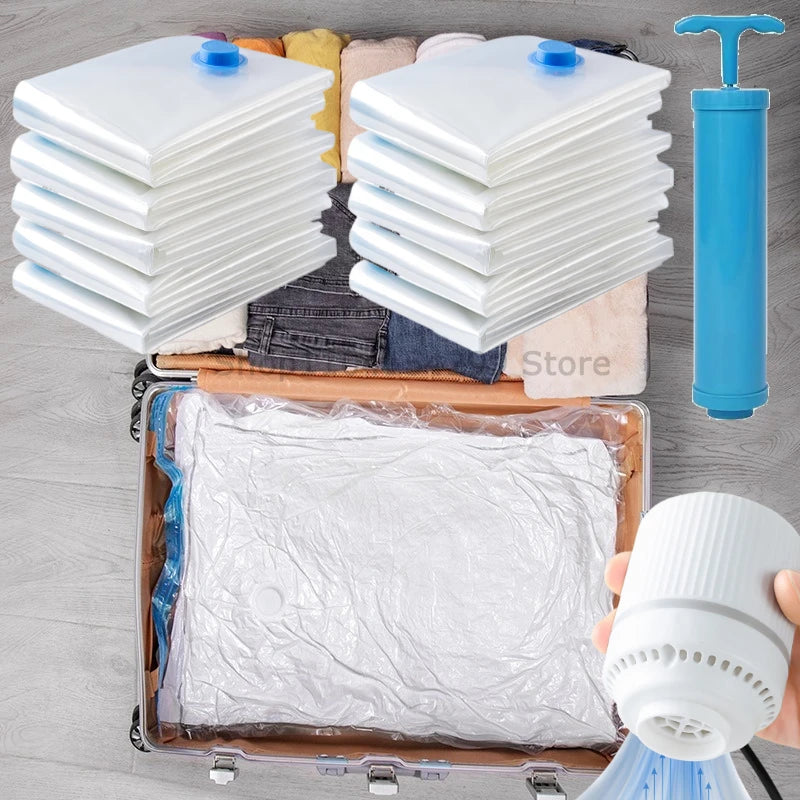7Sizes Reusable Vacuum Bags or Electric/Hand Pump Vacuum Compression Sealer Bag Mini Vacuum Sealer Machine for Clothes Organizer Zpaxo