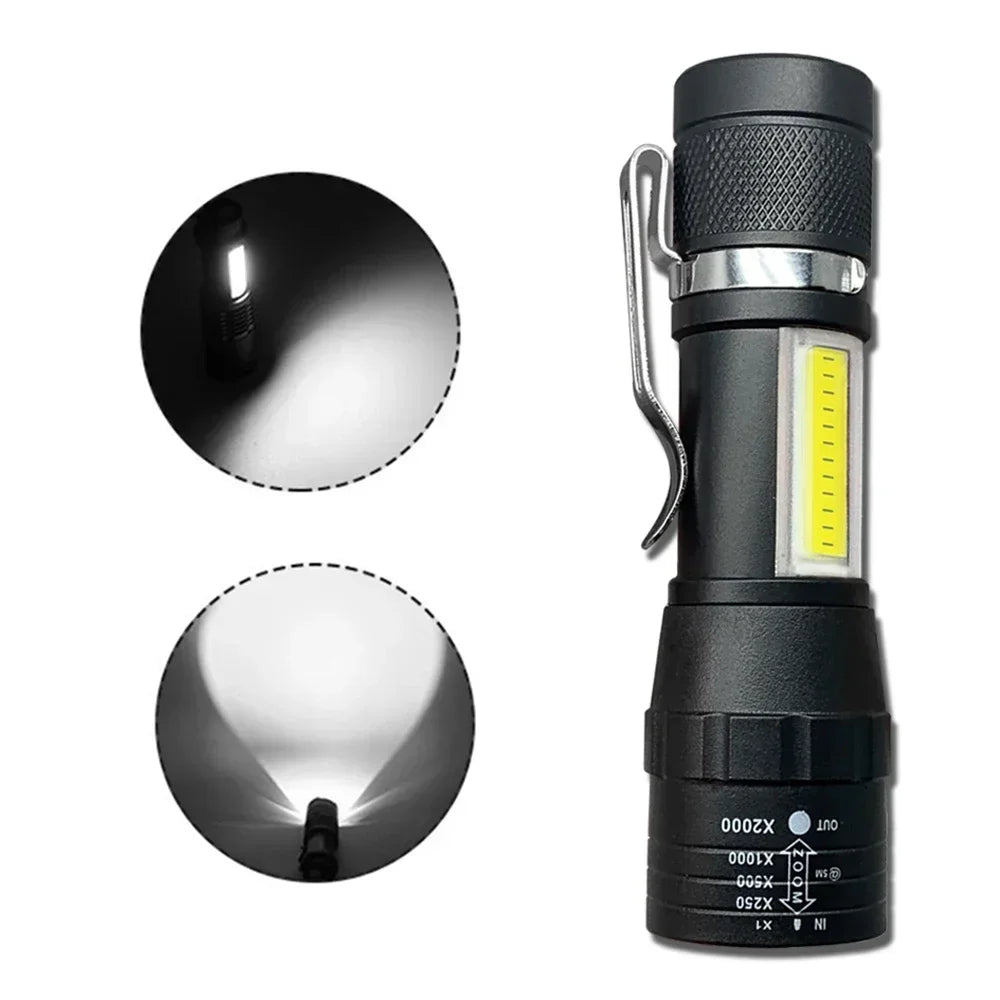 ESMARTER XPE COB LED Rechargeable Zoomable Flashlight 3-Mode