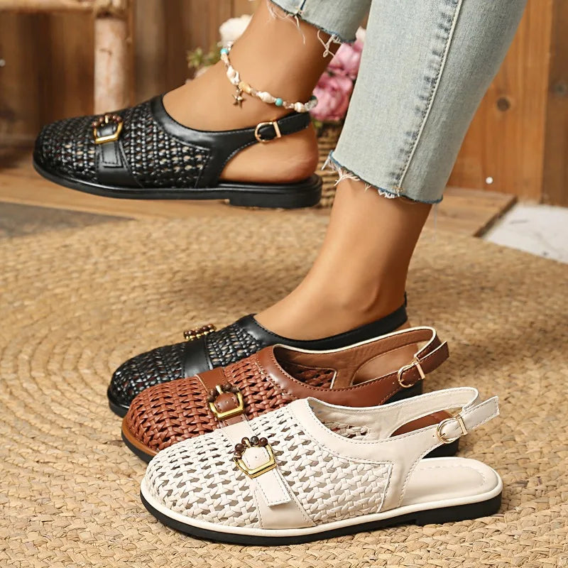 Summer Women's Selling Roman Solid Handwoven Flat Sandals Hollow Zpaxo