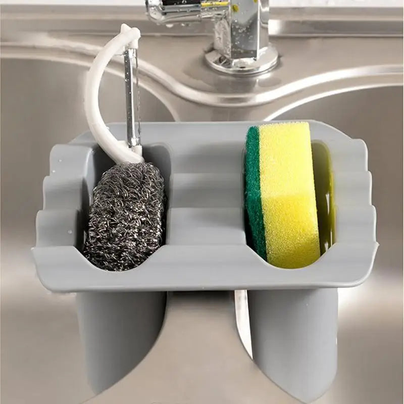 Double Sink Draining Hanging Bag Adjustable Press Faucet Shelf Sponge