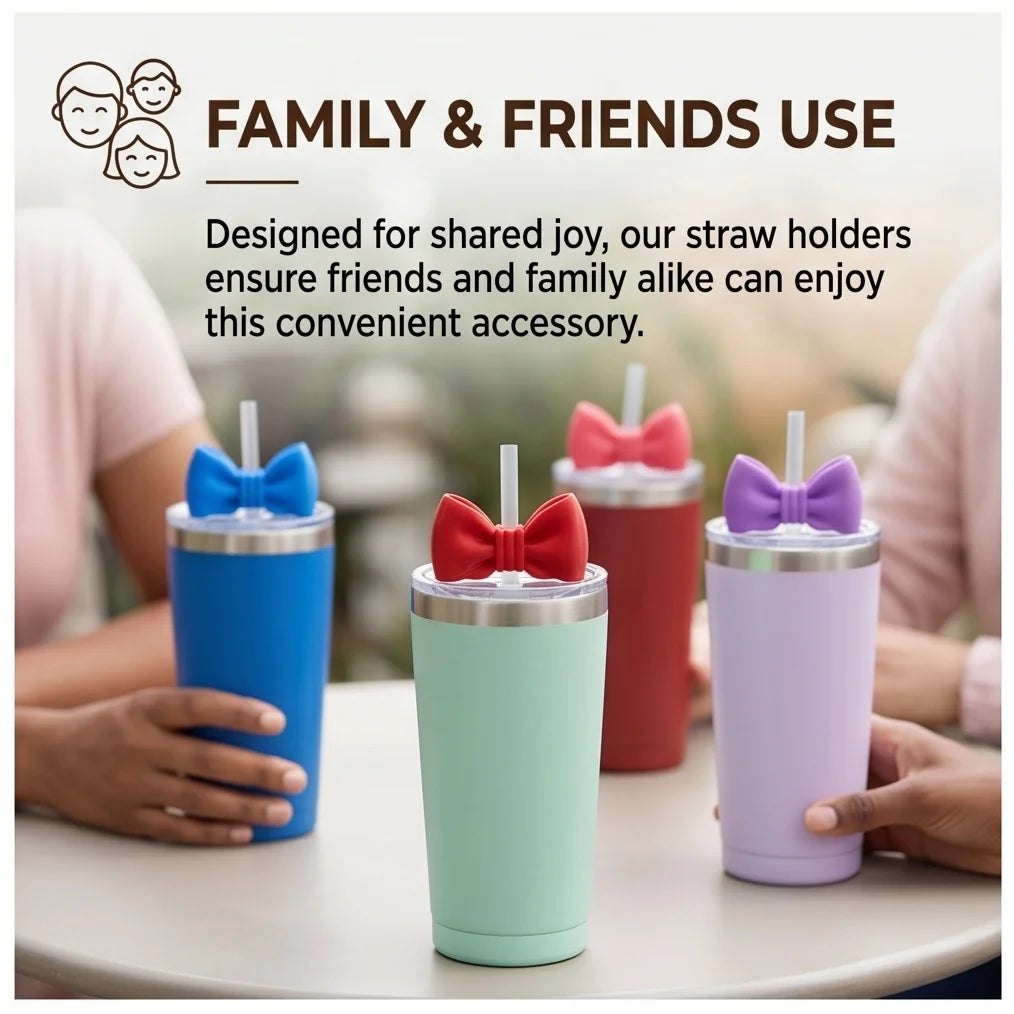 Cute Bow Straw Covers Tumblers Reusable Toppers Aesthetic Tips