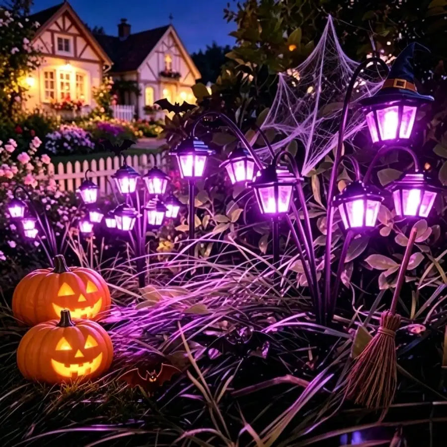 6-LED Purple Retro Palace-style Solar-powered Ground Light Outdoor