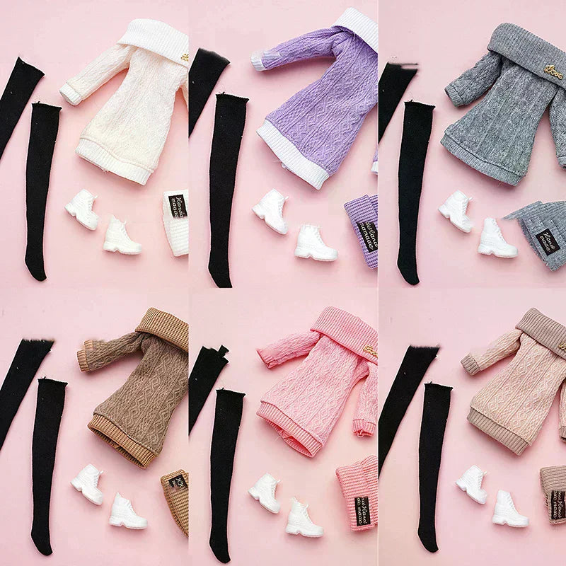 Doll's Clothes Suit Dress Up Accessories Sweater Hat Stockings Girl Zpaxo