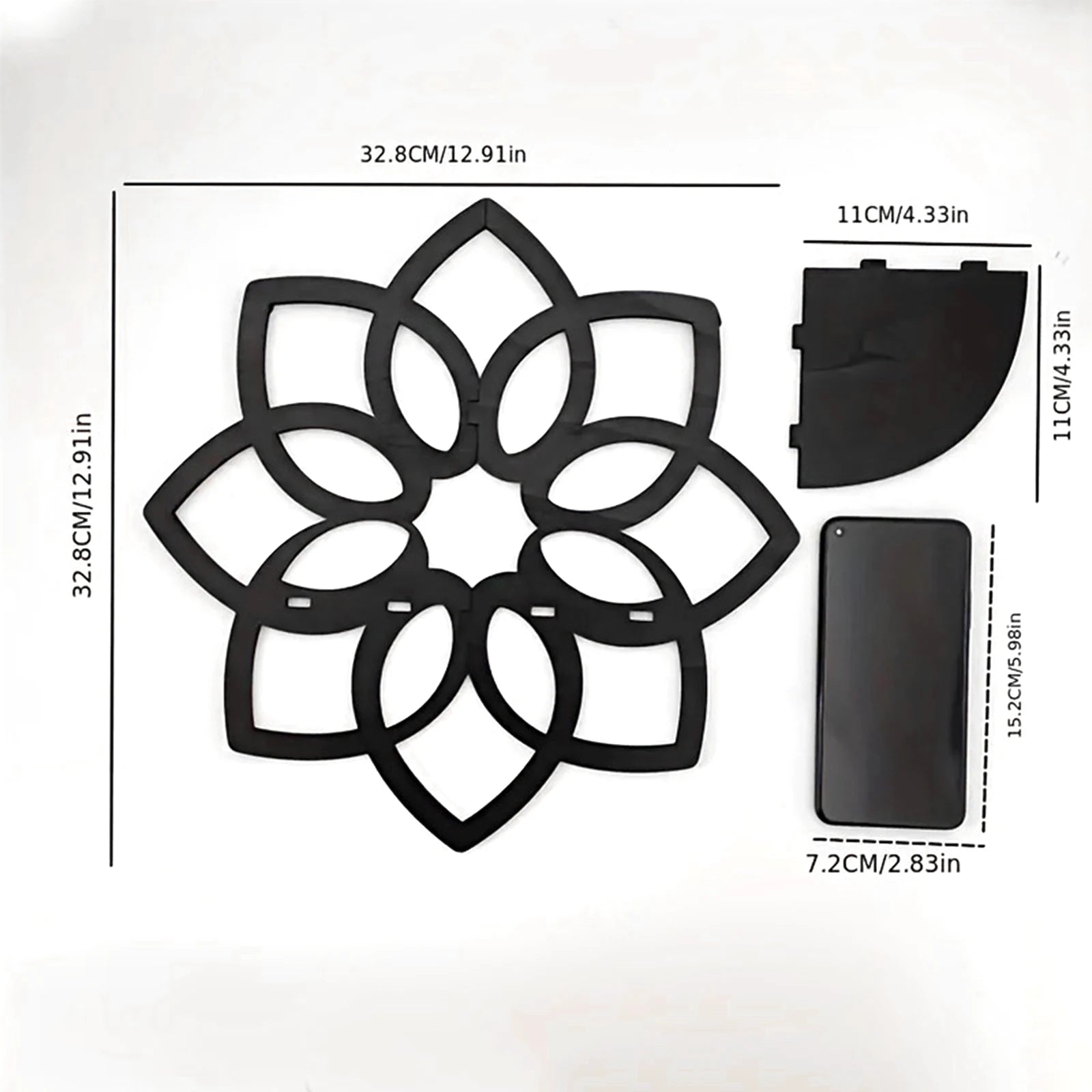 Flower Shape Corner Shelf Wood Floating Shelves Home Kitchen Living Zpaxo black