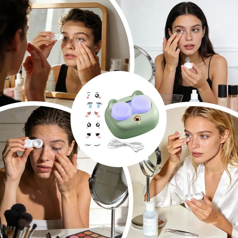 2026 Ultrasonic Contact Lenses Cleaner with Removable Portable Box Tear Protein Removal Machine Compact Contact Lenses Cleaning Zpaxo