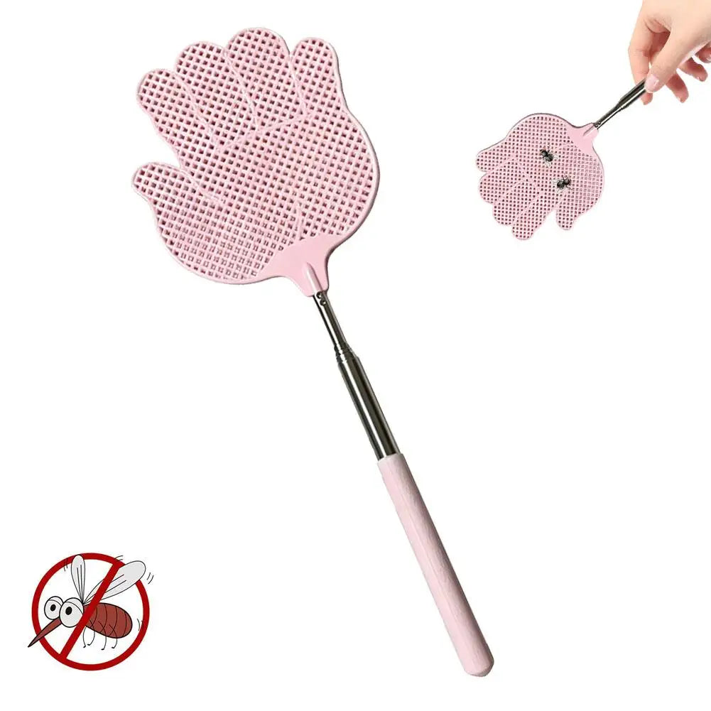 Telescopic Fly Swatter – 77cm Stainless Steel Long Handle Telescopic Fly Swatter Zpaxo Pink