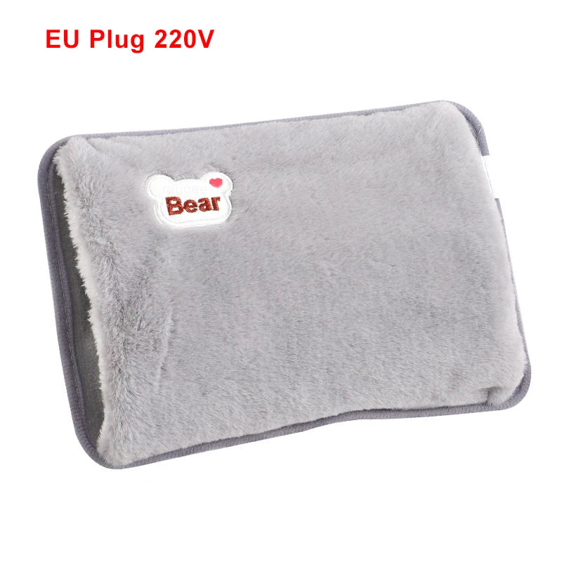 Electric Hand Warmer Portable Heated Gloves USB Warming Plush Water Zpaxo Gray EU Plug 220V