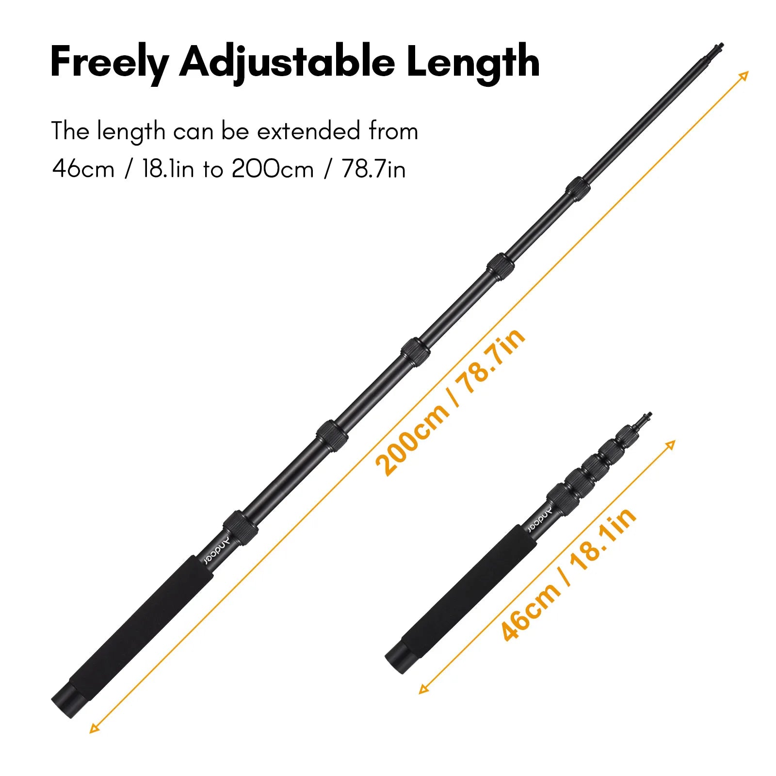 Andoer Handheld Microphone Boom Arm 4-Section Extendable Mic Aluminum