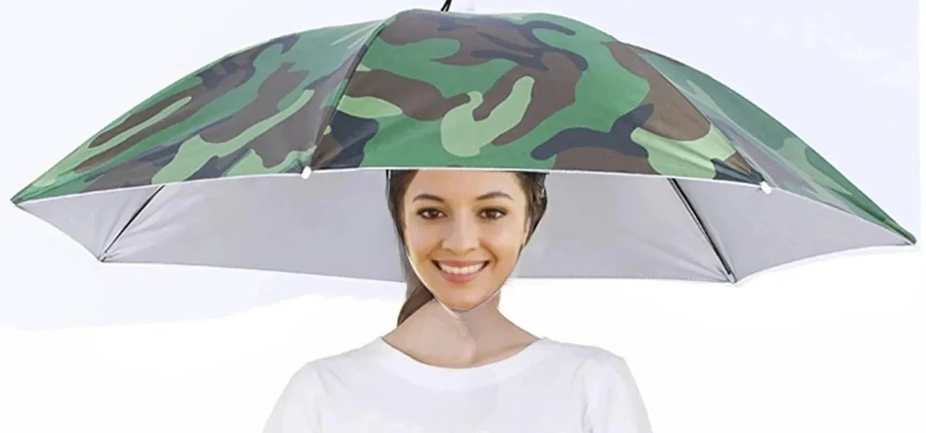 Rain Umbrella Hat Foldable Sun Shade Waterproof Fishing Headwear Cap Beach Head Hats Double-Layer UV Protection Sunscreen Zpaxo large f
