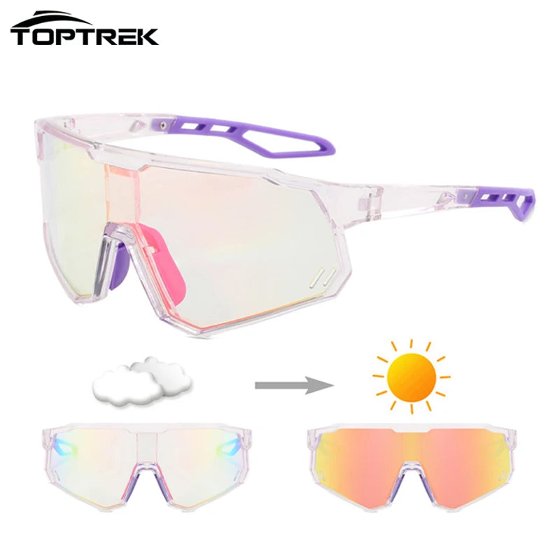 Toptrek Polarized Cycling Sunglasses Photochromic Bike MTB Driving Men Women Glasses Outdoor Sport Hiking Riding Fishing Eyewear Zpaxo