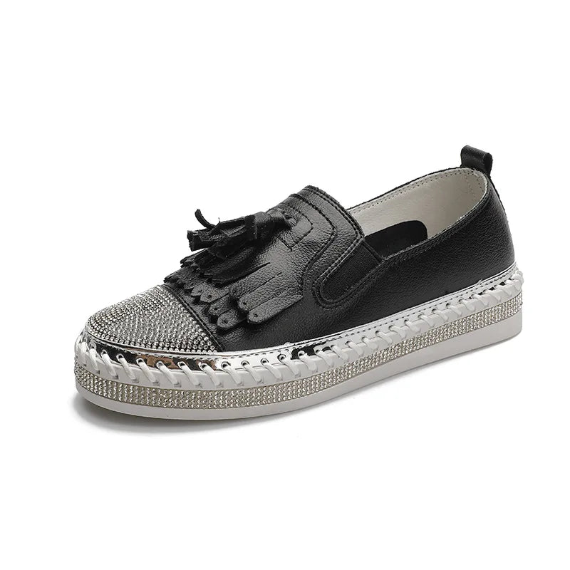 Winter Shoes women flat moccasins mixed colors bling crystal loafer slip-on embroider platform espadrilles new ladies shoes Zpaxo 14 37
