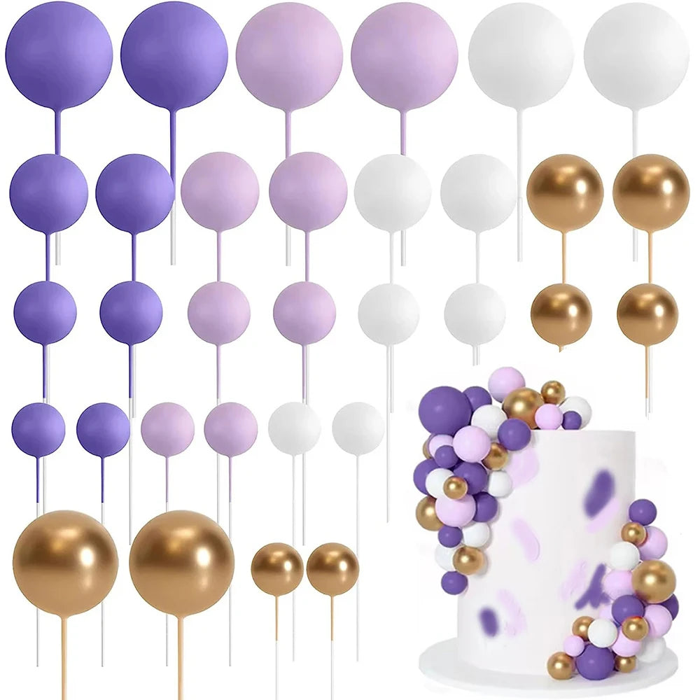 Ball Cake Toppers Colorful Pearl Decorations Birthday Wedding Baby Zpaxo purple