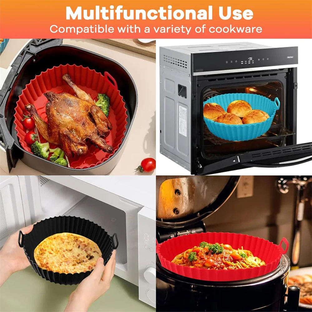 Silicone Air Fryer Liner Reusable Round Liners Tower BPA-Free Zpaxo