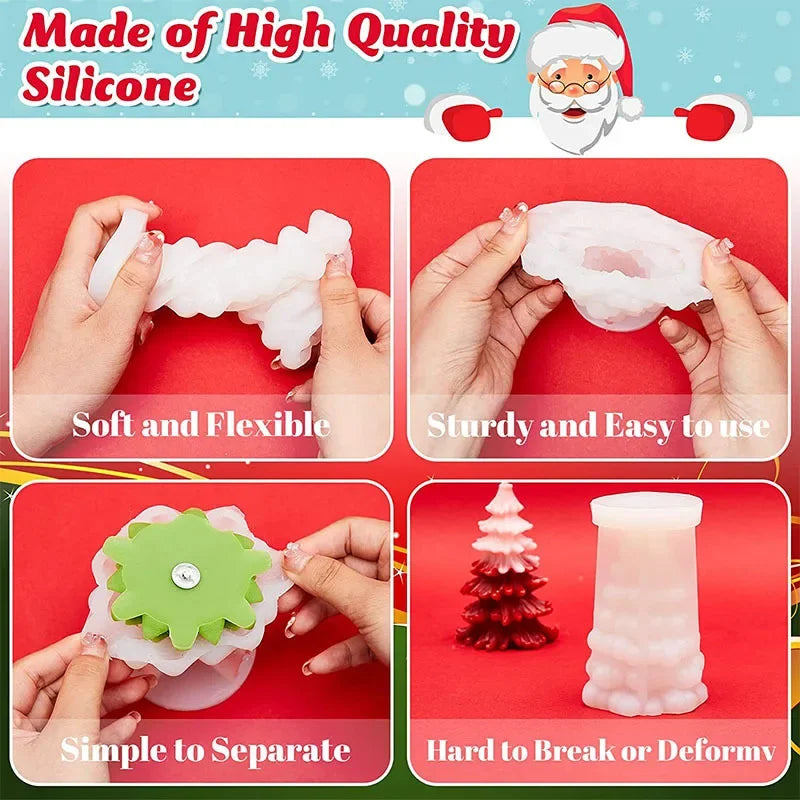 3D Tree Shaped Candle Silicone Mold Xmas Pine Molds Making Wax Soap