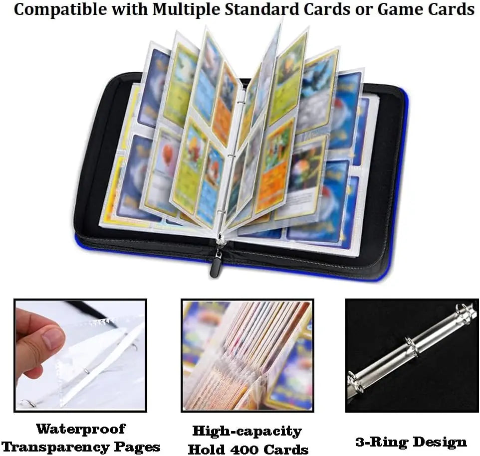 50-Sheet Zipper Trading Card Binder – PU Leather TCG Album