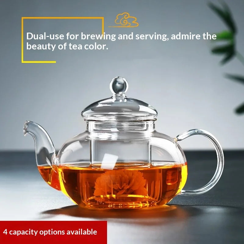 400/800/1000ml High Borosilicate Glass Tea Set, Including Flower Tea Pot, Complete Filtration and Brewing Tea Set Brewing Pot Zpaxo