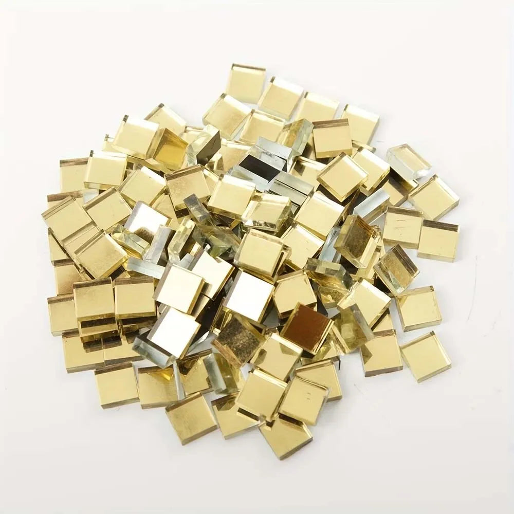 100-Pack Golden Mirror Mosaic Glass Tiles – DIY Craft Kit Mosaic Craft Tiles Zpaxo