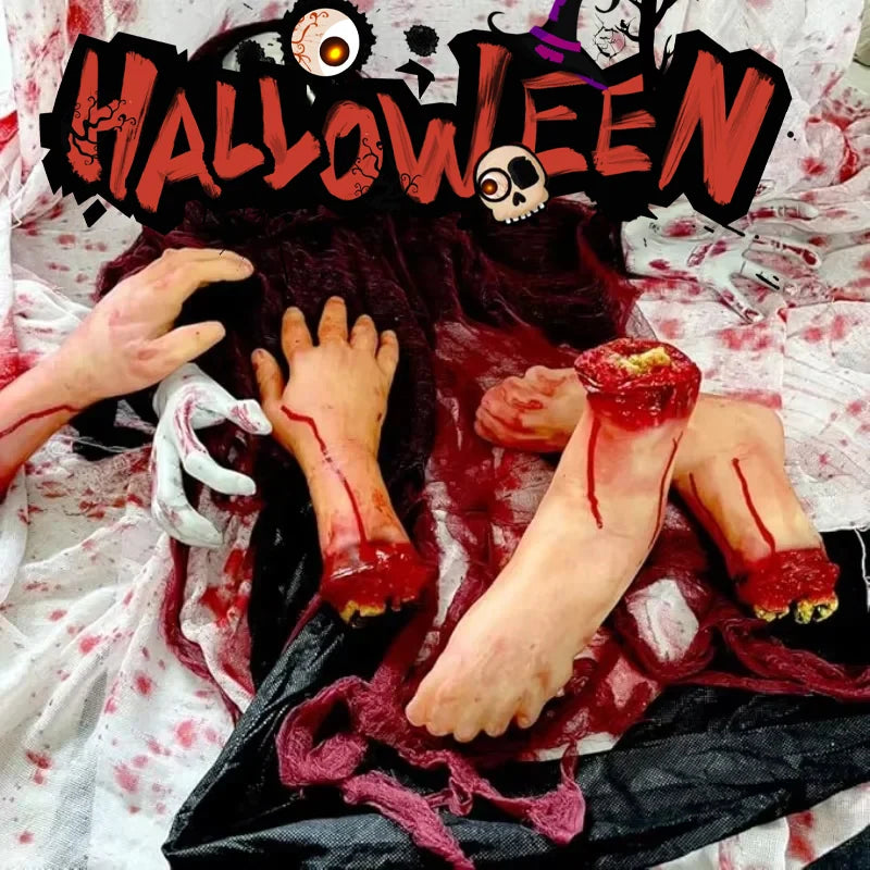 Halloween Fake Bloody Body Parts Realistic Severed Hands Legs Arms