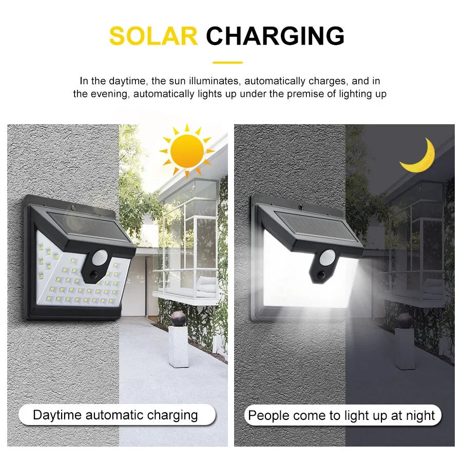Smart Solar Wall Lights Motion Sensor 3-Mode Security Lighting Zpaxo