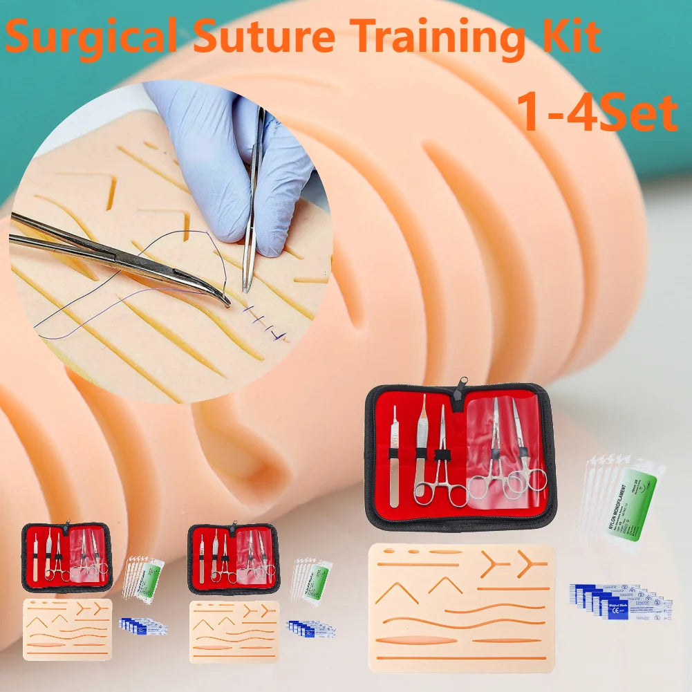 4-1set Simulation Wounds Suture Training Pads Human Traumatic Skin Model kit for Medical Student Suture Laboratory Equipments Zpaxo