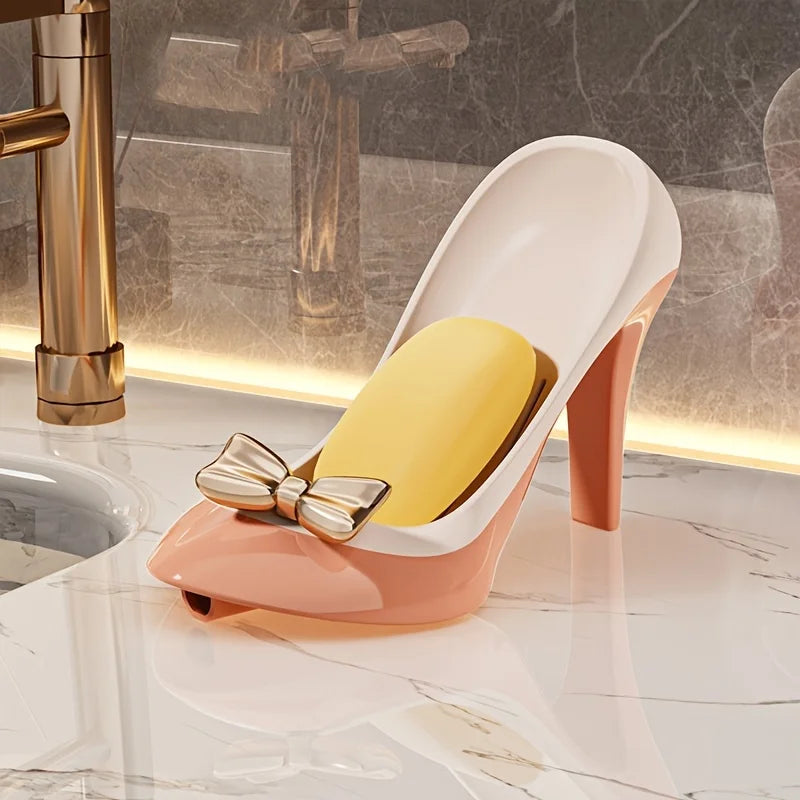 Suction Cup Heel Soap Dish Lightweight Non-slip Oval Plastic Holder Zpaxo orange