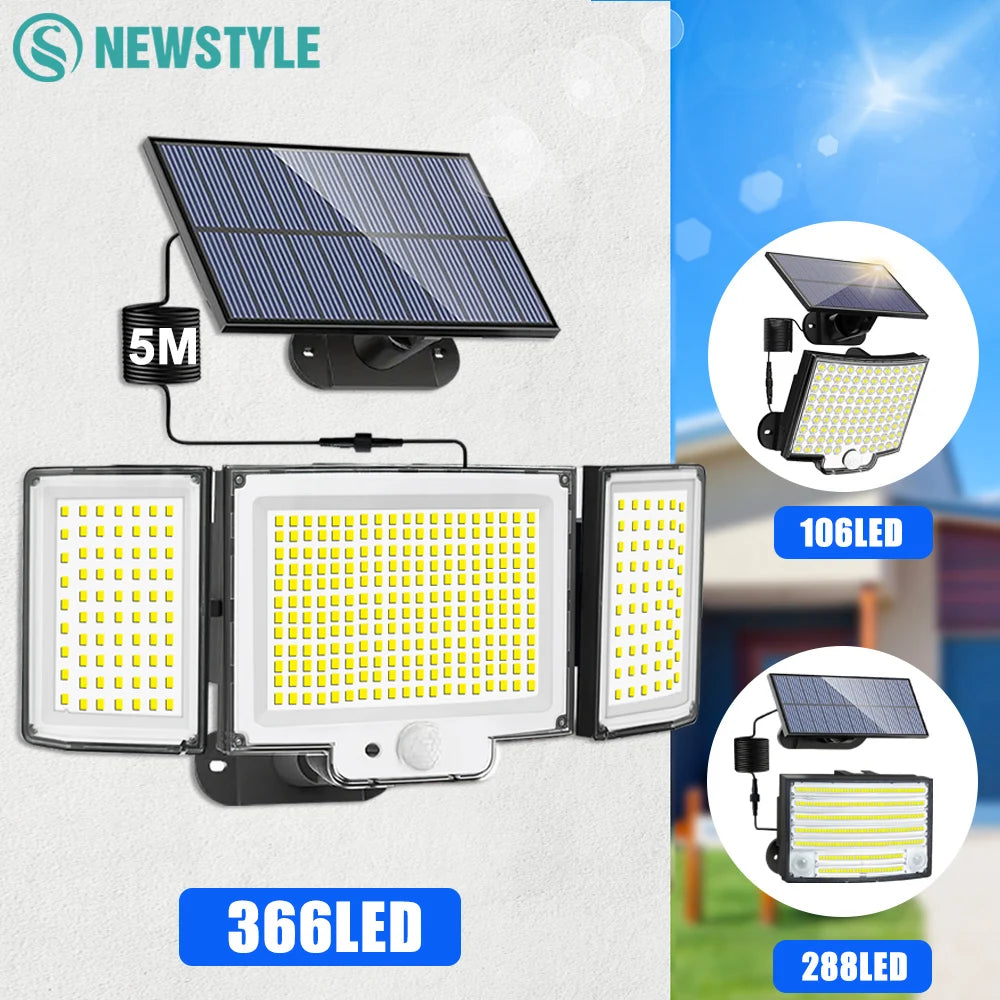 106LED Solar Security Lights Outdoor 3 Modes Waterproof Solar Motion Sensor Wall Light Solar Powered Flood Lamp Garage Garden Zpaxo
