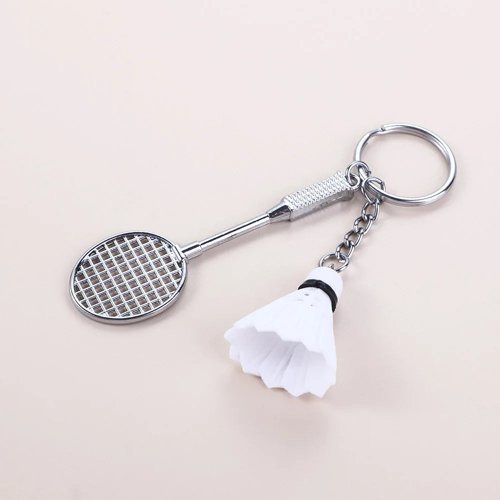 Bag Car Decor Sports Mini DIY Fashion Gifts Key Holder Badminton Racket Key Chain Badminton Pendant Keyring Key Ring Keyfob Zpaxo white