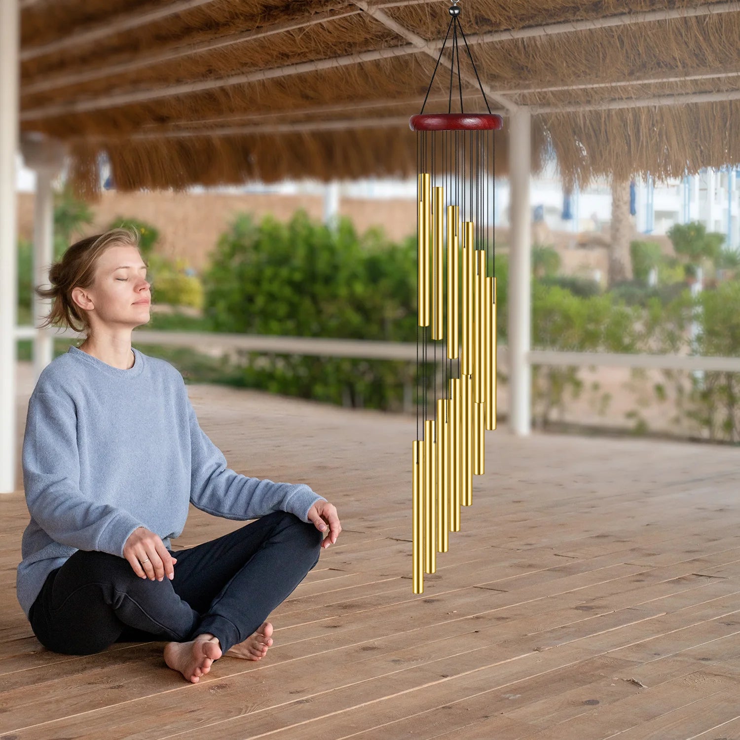 Wind Chime 12 Metal Aluminium Tube Chimes Hooks Outdoor Garden Zpaxo