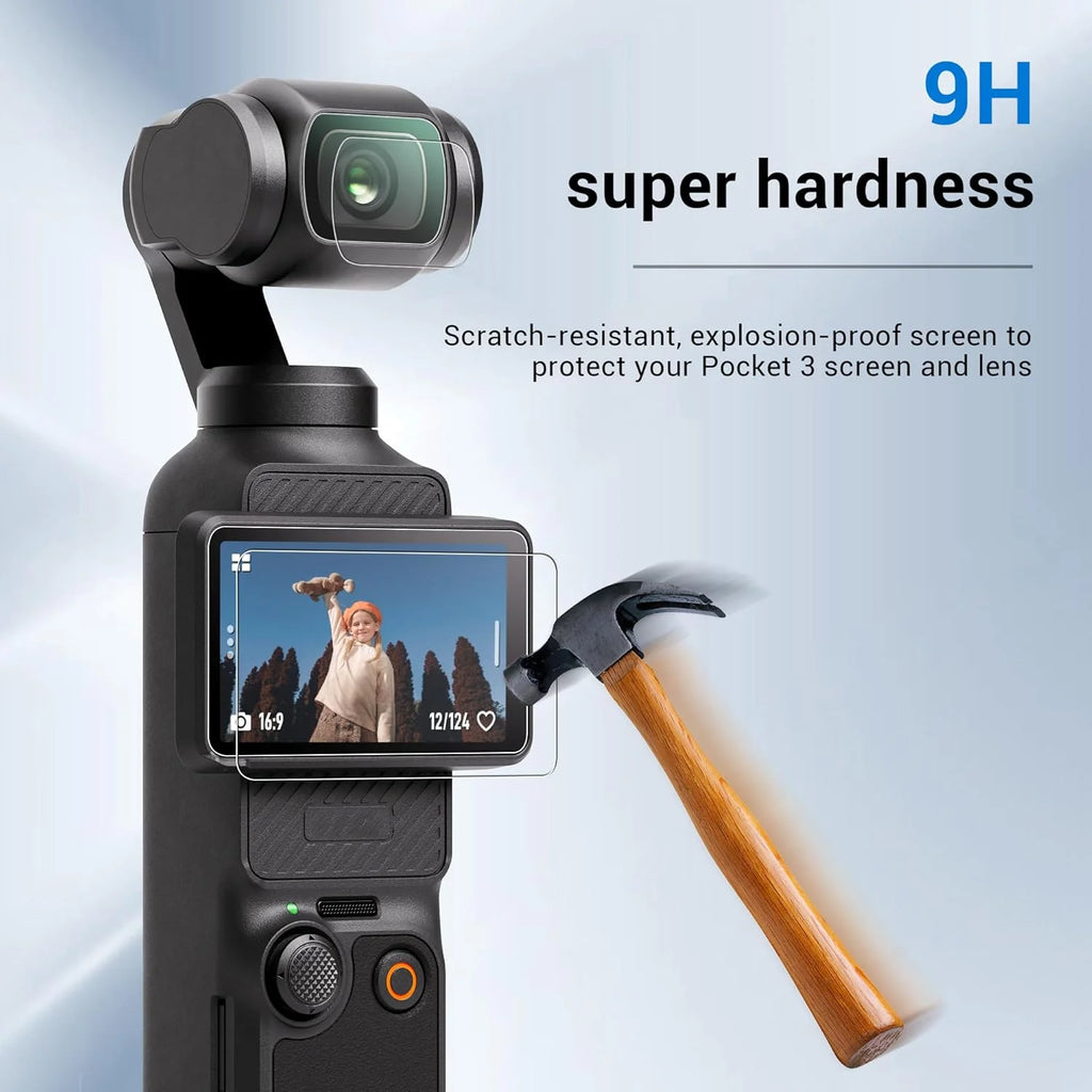 1- Tempered Glass Film DJI OSMO Pocket 3 Screen Protector 9H Hardness