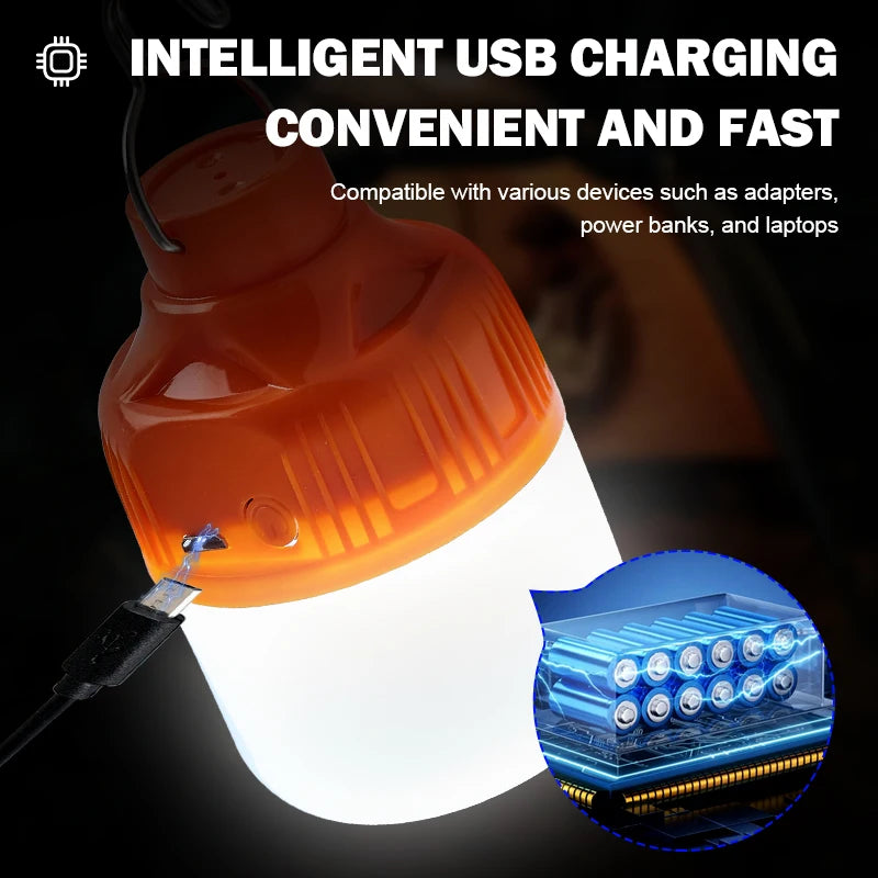 Outdoor USB Rechargeable LED Lamp Bulbs Super Bright Emergency Light with Hook Portable Camping Fishing Lantern Night Lights Zpaxo