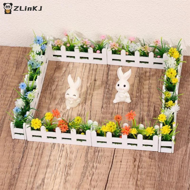 ▶1Pcs Pretend Play Toy 1:12 Scale Dollhouse Simulated Flower Fence Decor Garden Lifelike Artificial Miniature Potted Plants Zpaxo