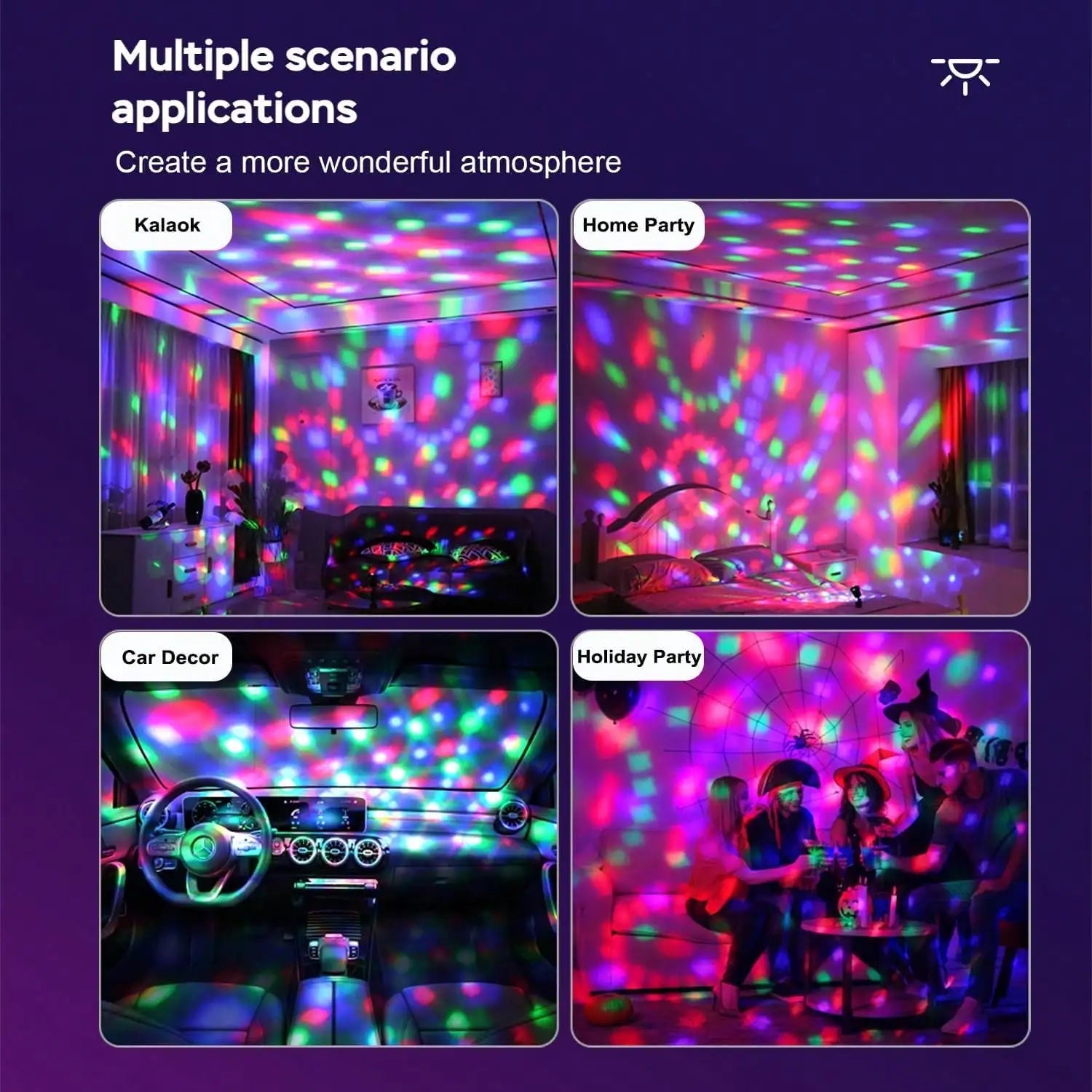 2 Rechargeable Disco Ball Lights Portable Voice-activated Party USB