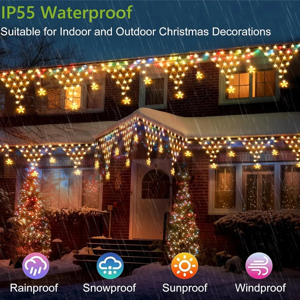Solar Net Lights Outdoor Curtain Fairy LED String Hanging Stars Zpaxo