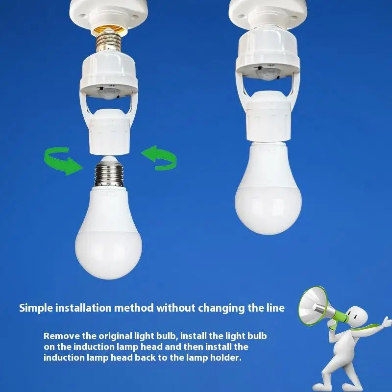 E27 Socket Converter PIR Motion Sensor LED Lamp Base Intelligent Zpaxo