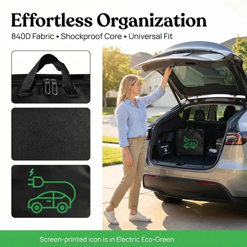 EV Charging Cable Storage Bag – Waterproof 840D Organizer