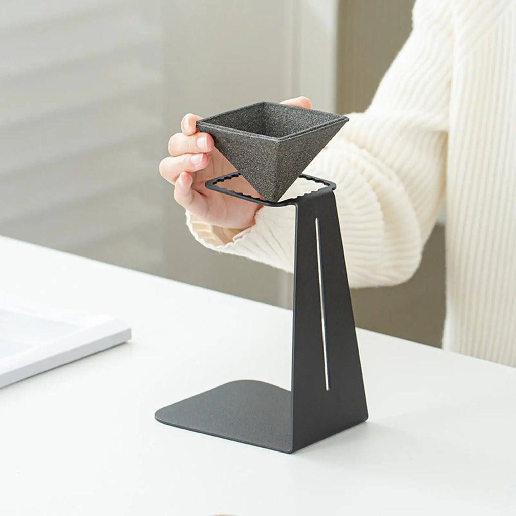 Ceramic Coffee Filter Pyramid Shape Reusable Non Porous Tea Straining Filter with Stand for Cups Sake Home Office Kitchen Cafe Zpaxo