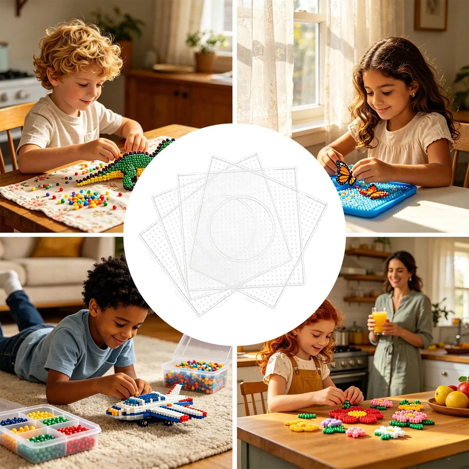 Fuse Bead Boards 5 Pieces 5mm Square Heat Resistant Ironing Papers Kids DIY Bead Craft Tray For Boys Girls Adults Teen Daughter Zpaxo