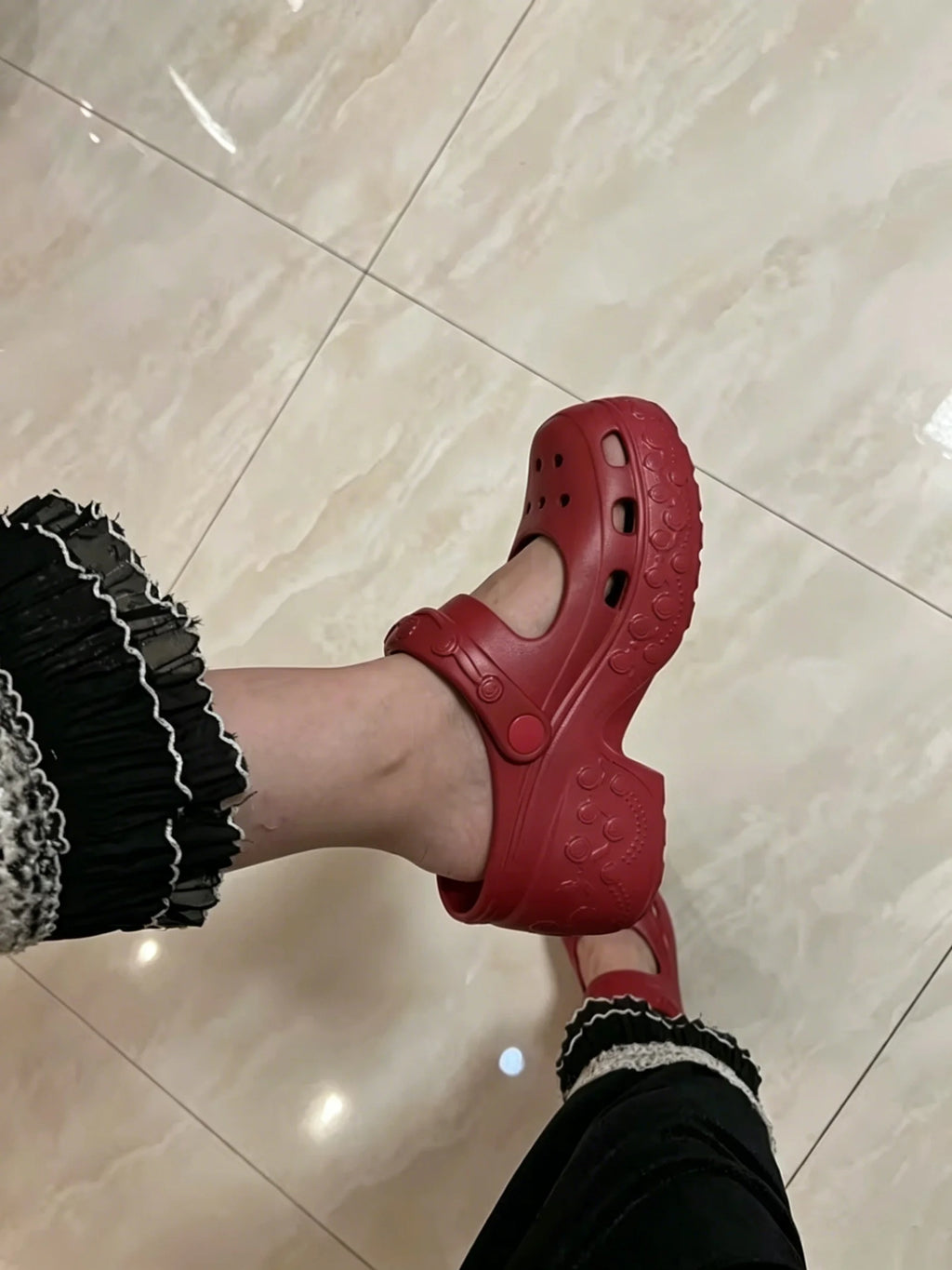 SHAJI Women Closed Toe EVA Platform Mules Fashion Chunky Heel Non