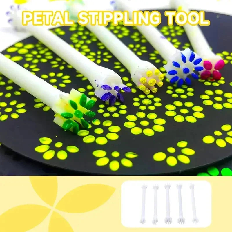 Flower Floral Dotting Tools Set Dot Painting Pen Embossing Tool Art Stamp Pen DIY Graffiti Flowers Butterflies Moon Pattern Zpaxo