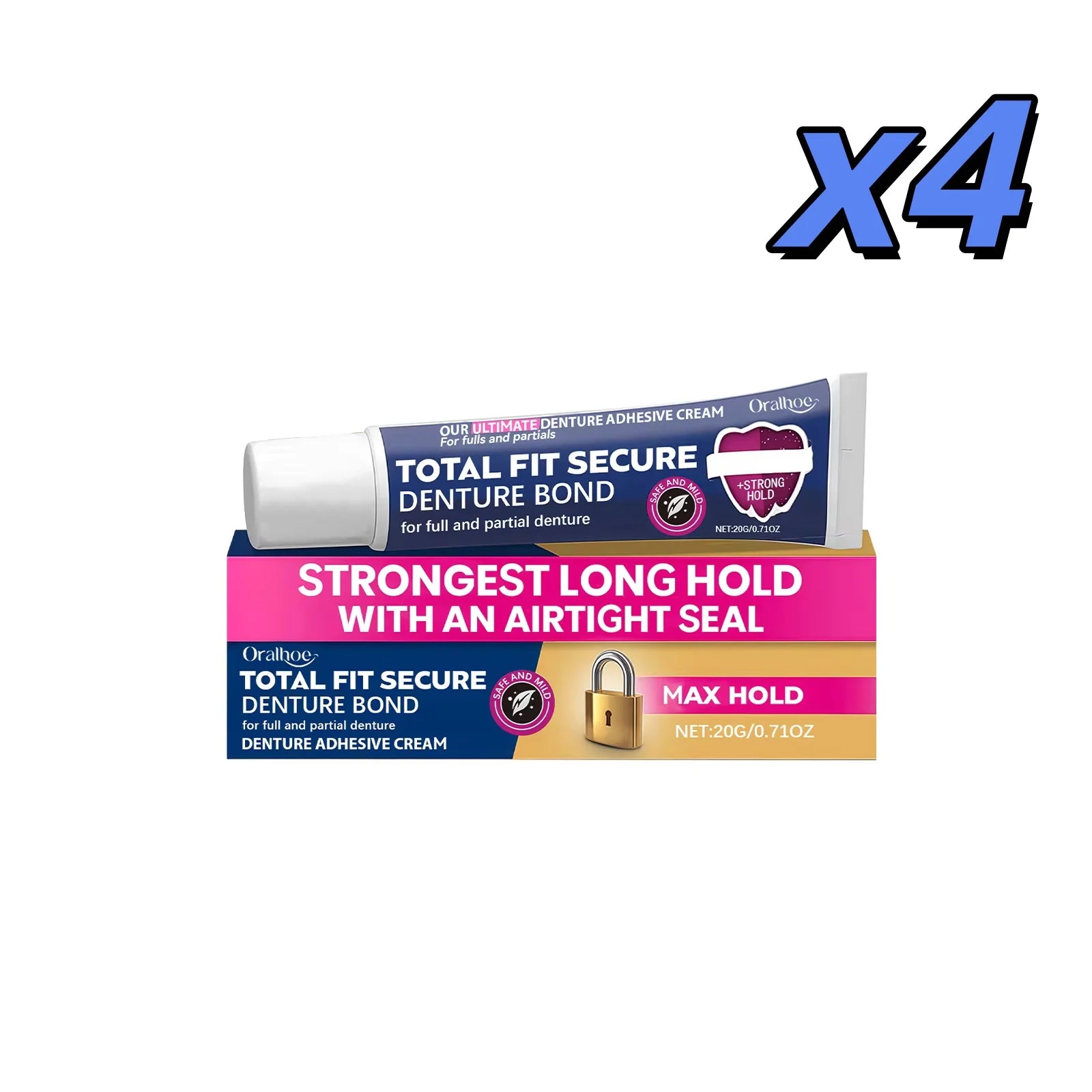 Thermoplastic Denture Adhesive – Extra Hold Secure Fit 20g Denture Adhesive Zpaxo 20g X 4pcs