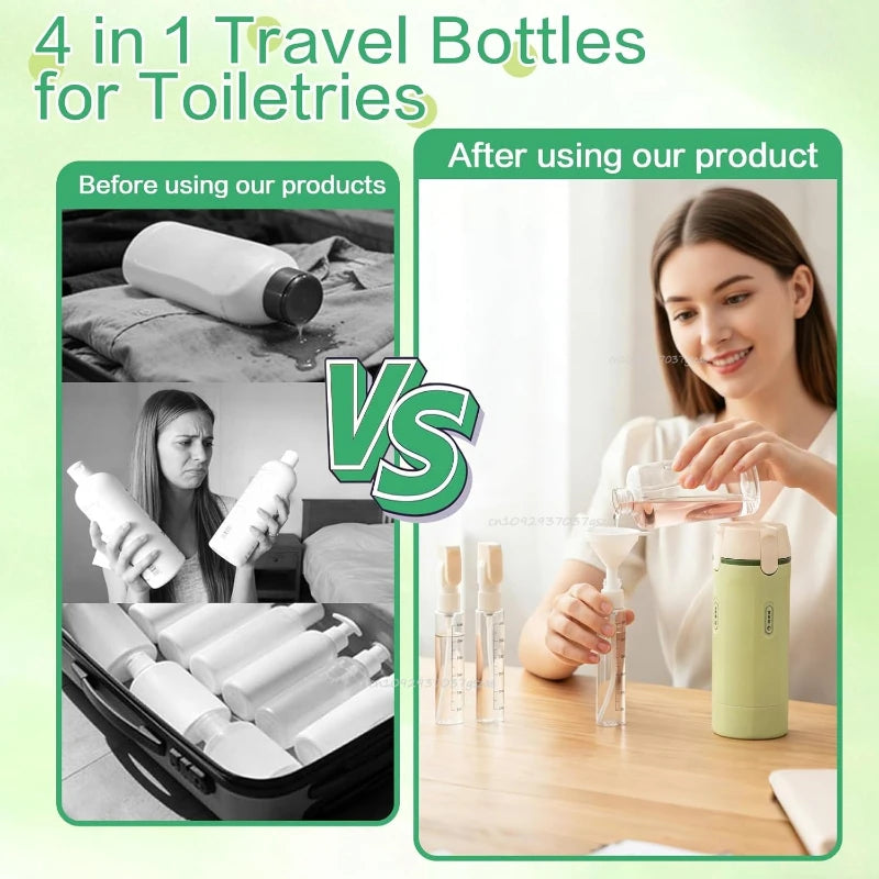 4 in 1 Travel Dispenser Portable Travel Bottles Leak Proof Leakproof Travel Container for Perfume Shampoo Conditioner Lotion Zpaxo