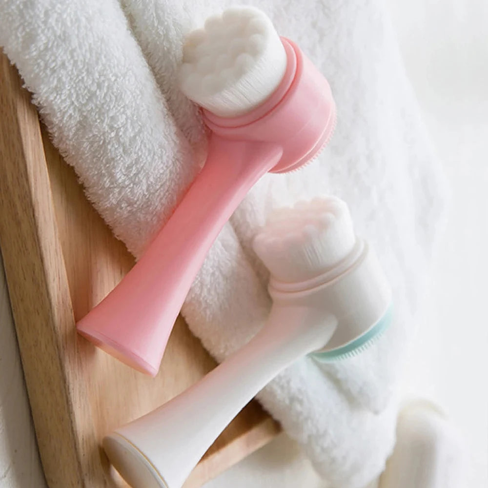 1Pc 2-in-1 Facial Cleansing Brush Manual Silicone Double Sided Soft Face Wash Brush Bristles Exfoliator Skin Care Zpaxo