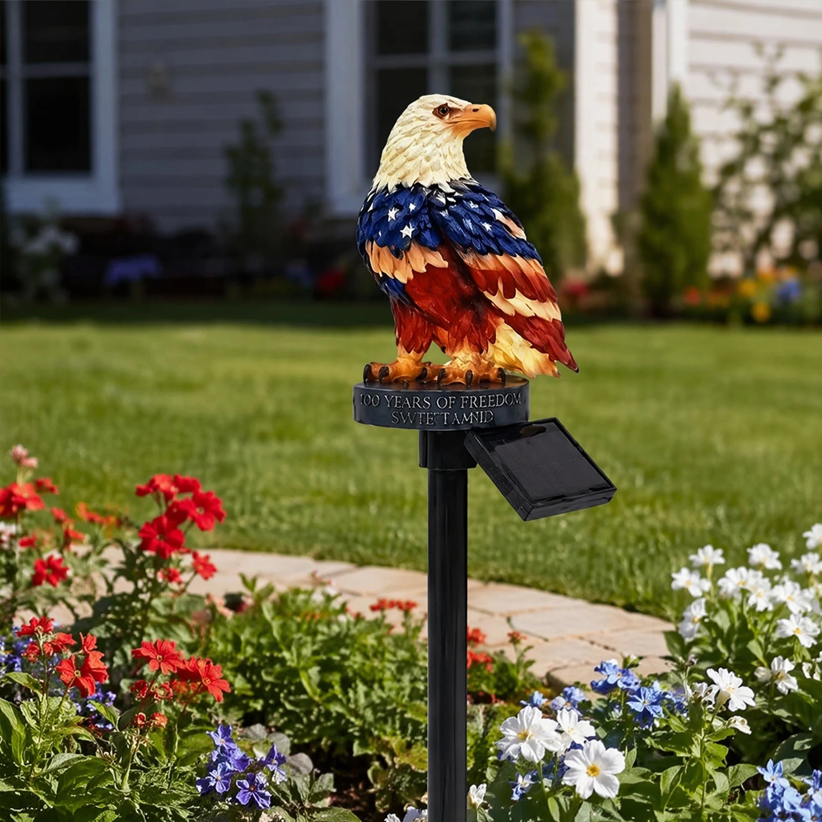Solar Powered Eagle Stake Lights Waterproof Decorative American Bald
