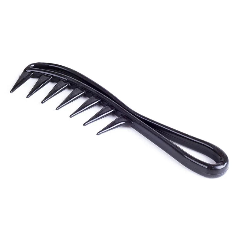 Hairdressing comb for men, black, massage comb, plastic wide-tooth comb, large-tooth comb for oily hair Zpaxo black