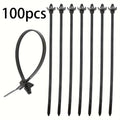 100pcs Push Mount Winged Chassis Cable Ties for Homehold Construction Industry Electronic Industry Auto Cable Wire Nylon Black Zpaxo 100PCS