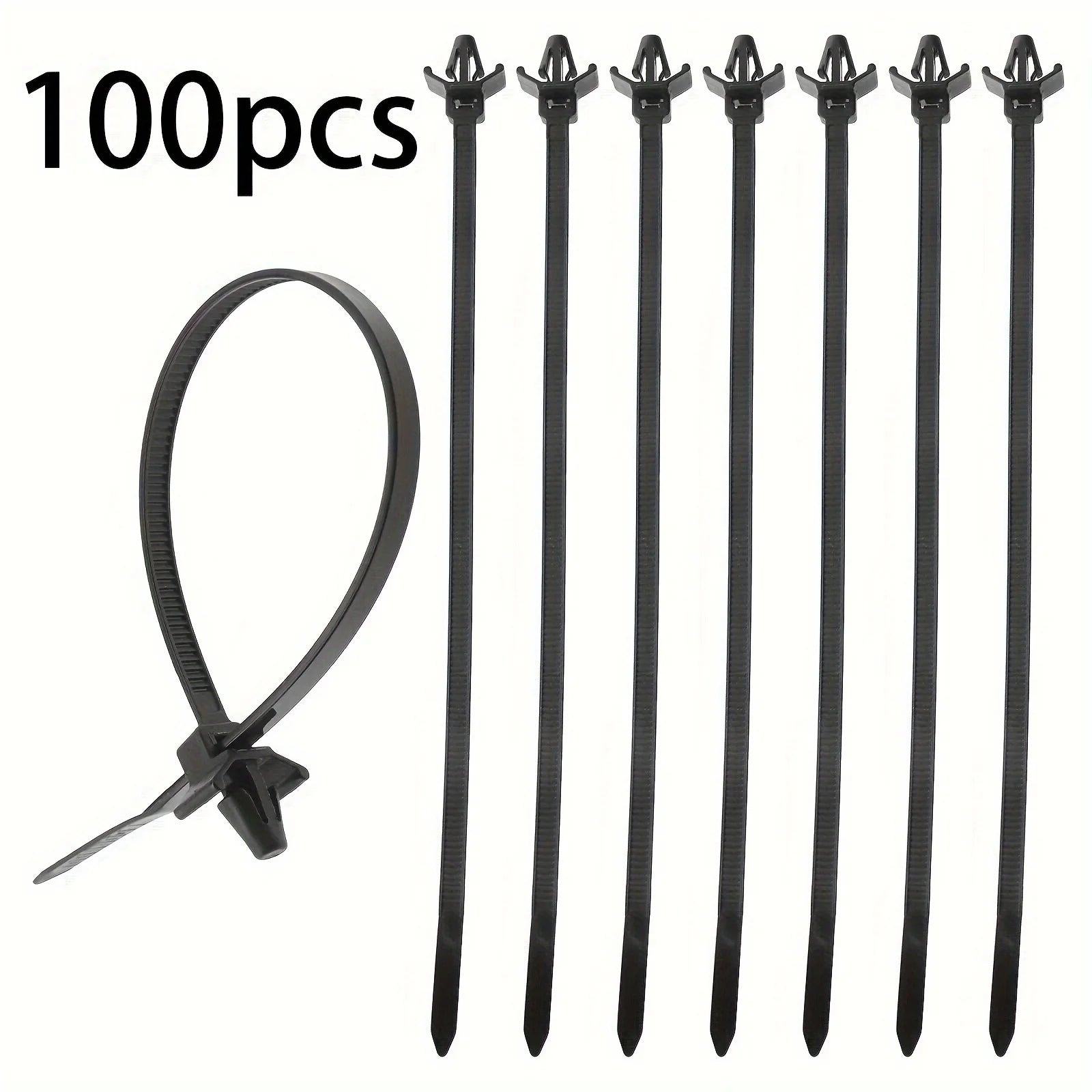 100pcs Push Mount Winged Chassis Cable Ties for Homehold Construction Industry Electronic Industry Auto Cable Wire Nylon Black Zpaxo 100PCS