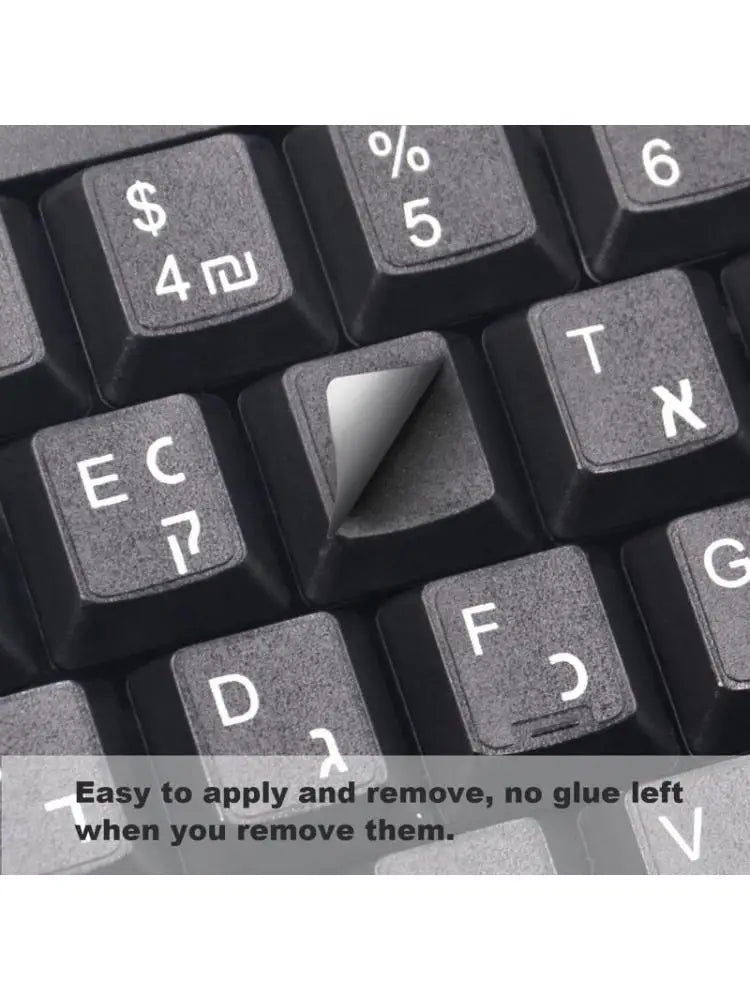 652F Hebrew Button Sticker White Letters Black Background Adhensive Zpaxo Black CN