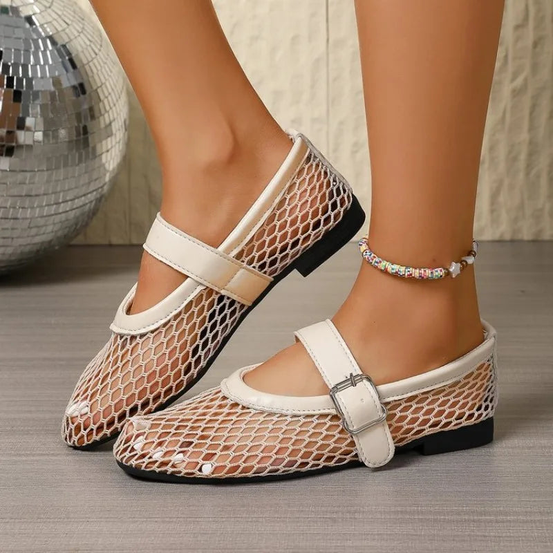 Summer Women Sandals Outdoor Mary Jane Flat Shoes 2025 Mesh Zpaxo