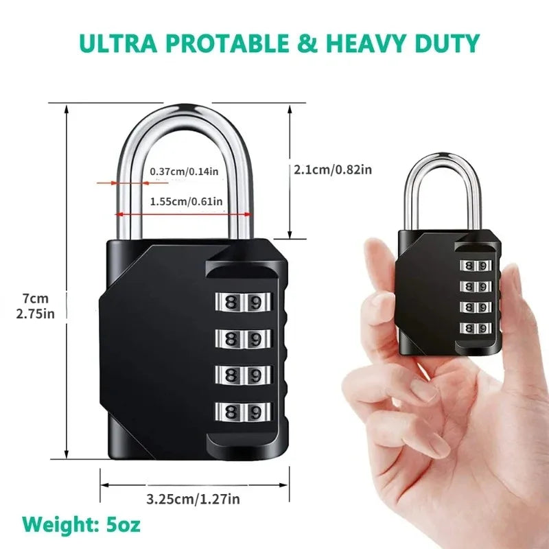 4-Digit Resettable Combination Padlock – Waterproof Heavy Duty Combination Padlock Zpaxo